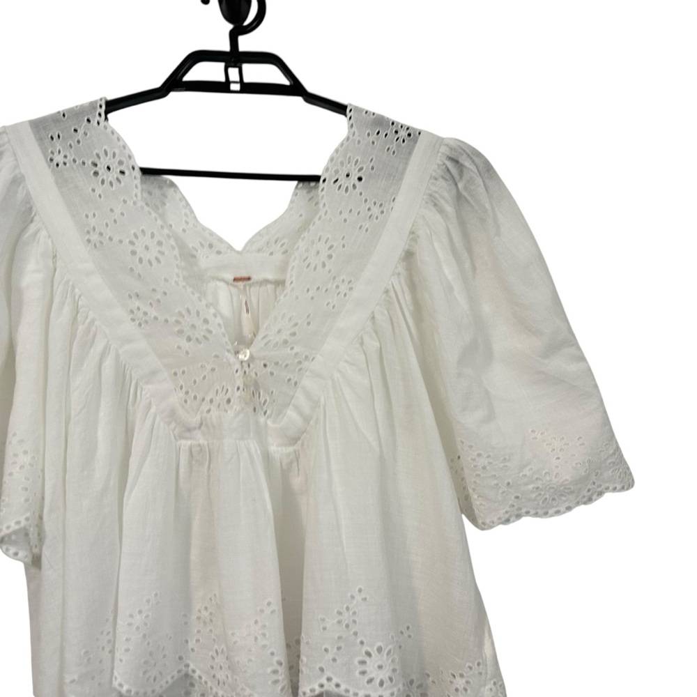 Free People White Eyelet Peasant Blouse - Picture 4 of 10
